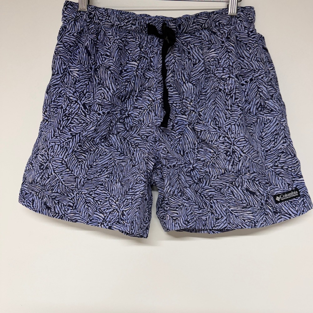 Columbia Mens Size L Shorts Blue Leaf Print Nylon Gorpcore Outdoor Hiking - Picture 3 of 10